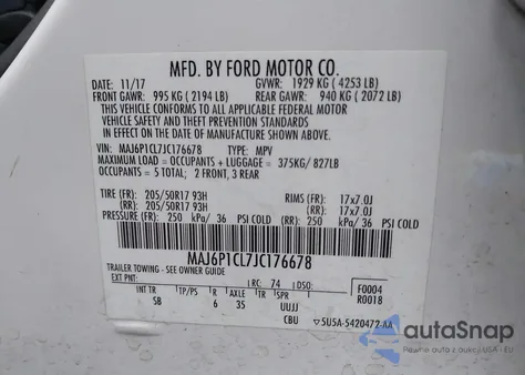 2018 Ford Ecosport Ses from USA, damaged, VIN MAJ6P1CL7JC176678